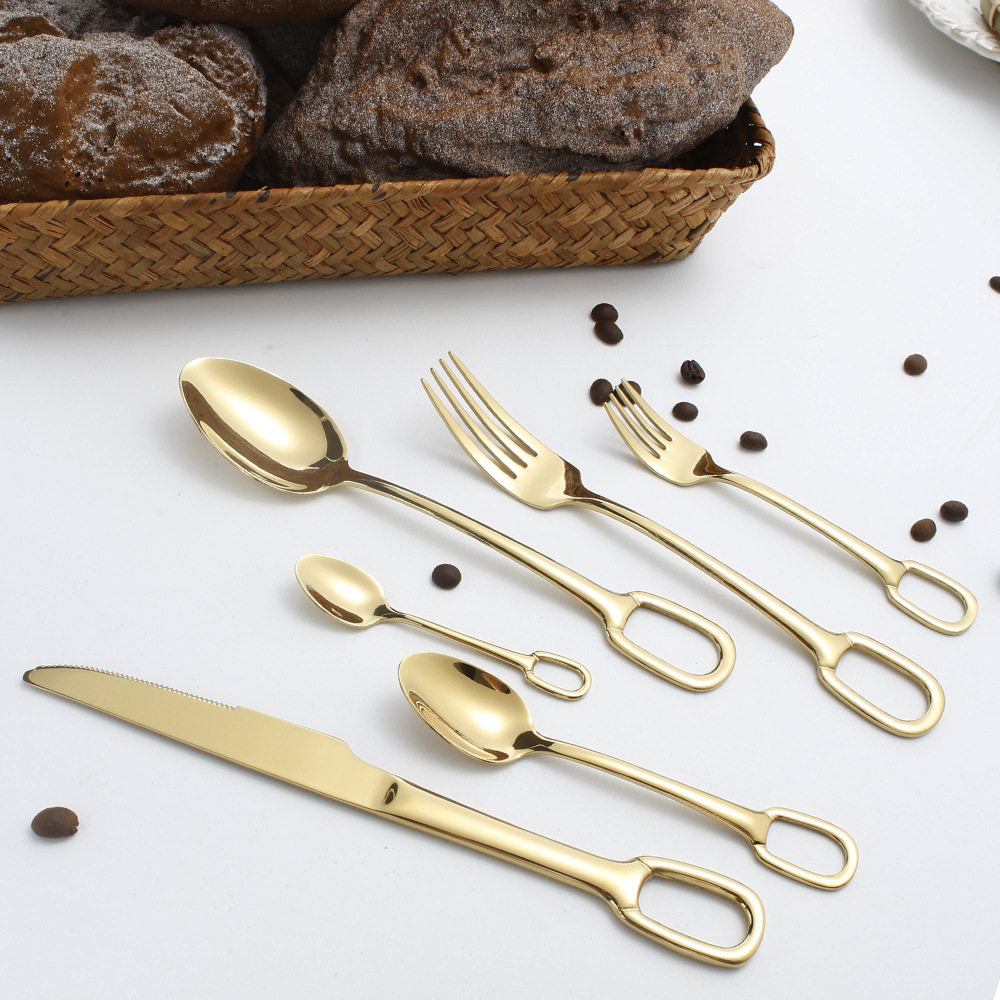 High-end thickened 304 stainless steel tableware knife, fork and spoon suit steak knife and fork Western restaurant hotel supplies wholesale