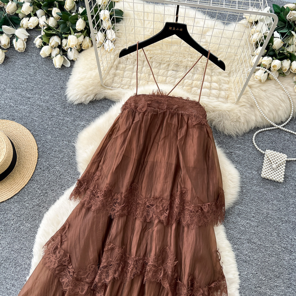 Sleeveless Lace Slip Dress French Style Backless Flattering Fit Summer Vacation Wholesale Available