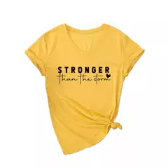 Amazon Independent Station Simple Round Neck Elegant T-Shirt Stronger Than the Storm Comfortable Women's Short Sleeves