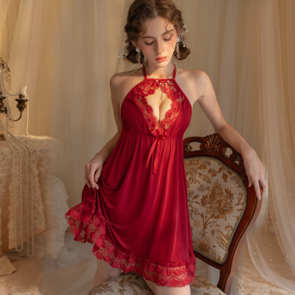 新款性感丝滑睡衣女公主蕾丝优雅吊带欲风睡裙夫妻调情情趣内衣