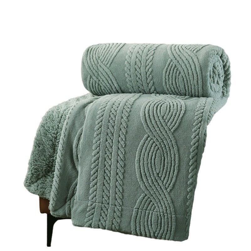 Cross-Border Export Thickened Double-Layer Taffeta Blanket Nordic Style Double Lamb Velvet Blanket Flannel Casual Cover Blanket