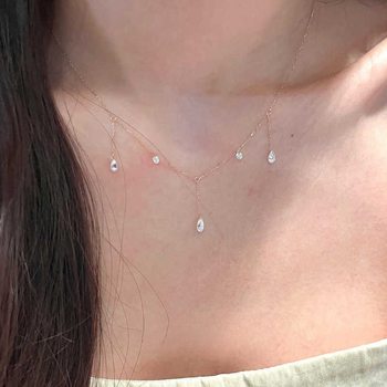 Gipsophila ~ Light Luxury Water Drops Zircon Tassel Necklace Women's Korean Style Cool Ultra Fine Broken Diamond Exquisite Clavicle Chain