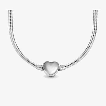 Cross-Border Hot Selling Pandora Stainless Steel Heart Buckle Snake Bone Chain Necklace New DIY Pandora Beaded Jewelry Accessories