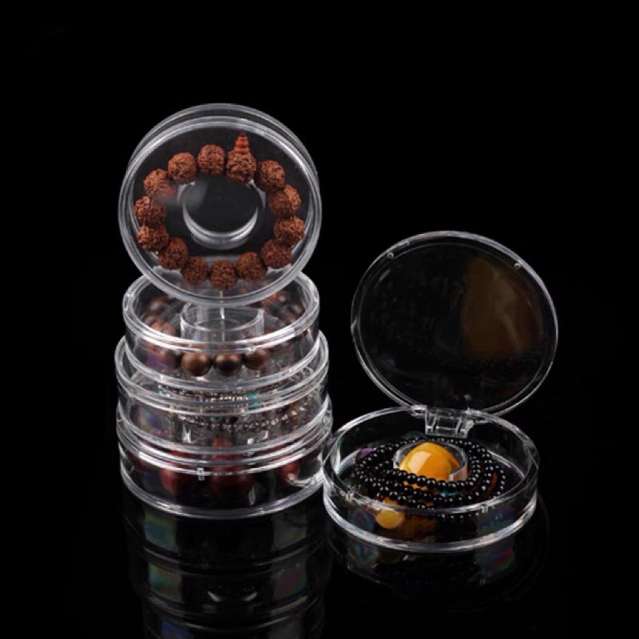 Acrylic agarwood beads display box agarwood sandalwood transparent jewelry packaging round box