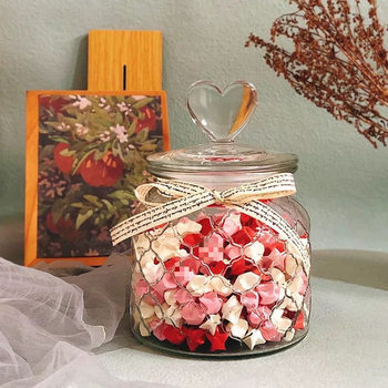 Heart-Shaped Christmas Wishing Bottle Star Ins Style High-Value Heart Star Jar Glass Kitchen Storage Sealed