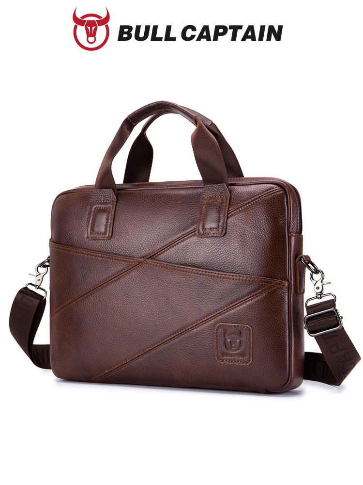 Men's Genuine leather Captain Niu briefcase  business houlder Bag