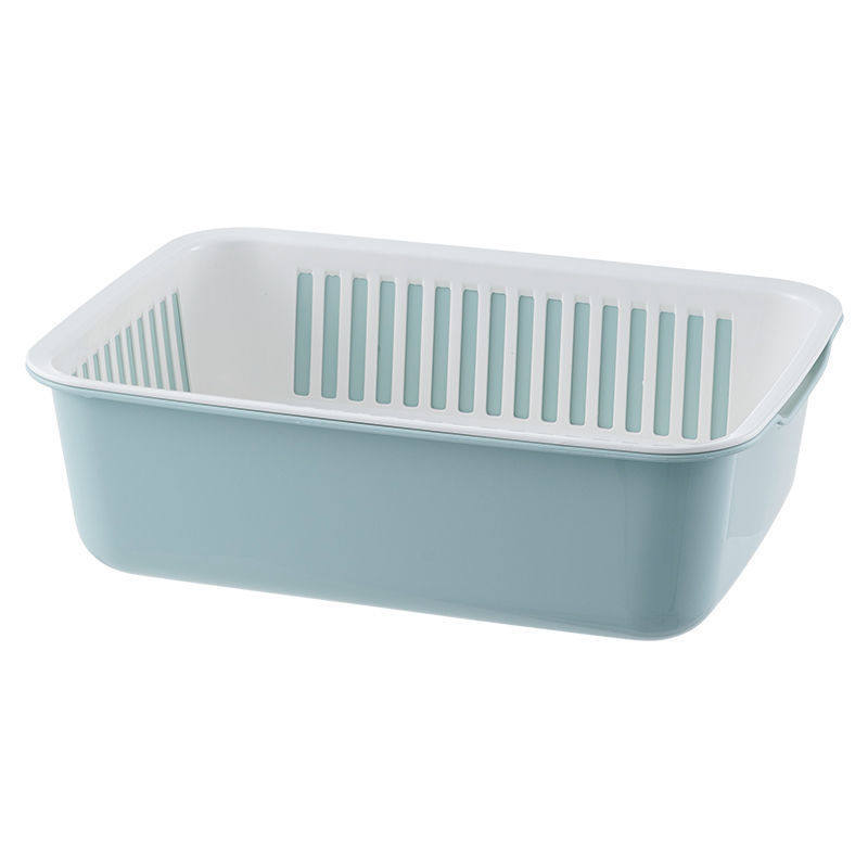 Kitchen Vegetable Washing Basket Oversized Double-Layer Plastic Frame Screen Hollow Fruit Storage Basket Draining Basket Fruit Basket Vegetable Washing Basket