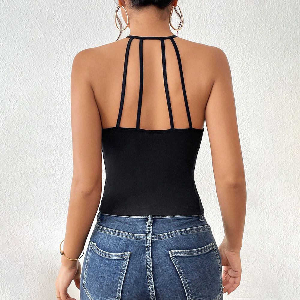 Backless Crop Top Sexy Slim Fit Halter Neck Lightweight Fabric Spring Summer Streetwear Wholesale Available