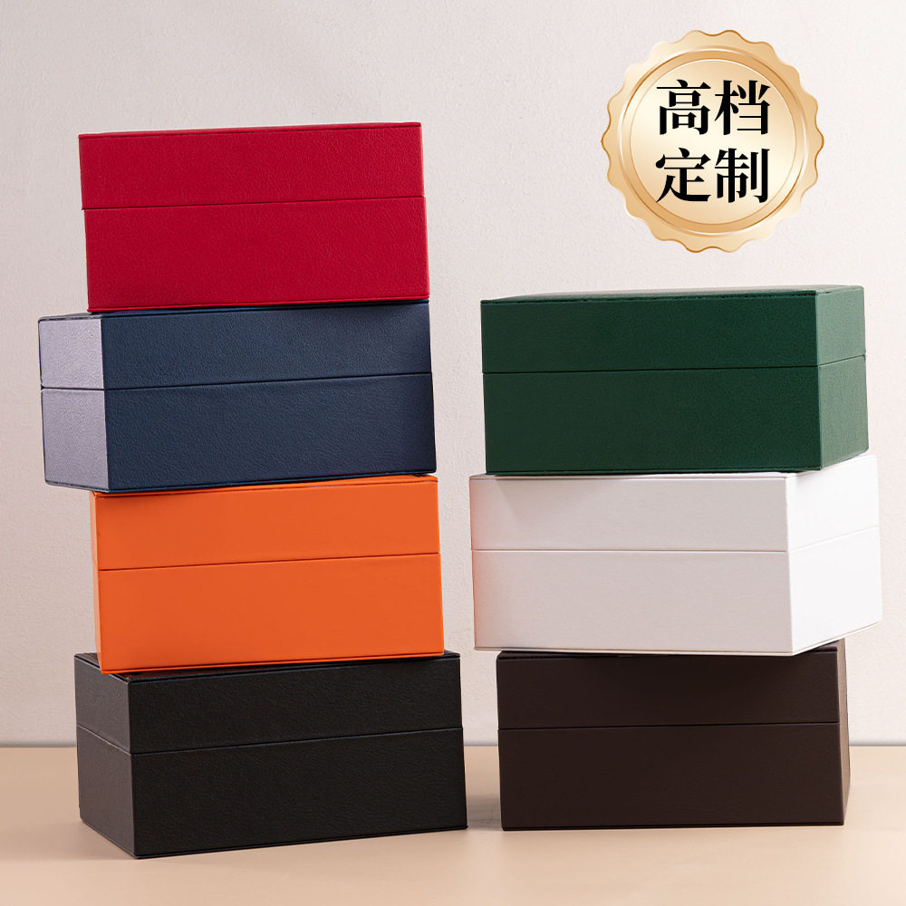 Flip Watch Box Pu Leather Pillow Watch Box High-End Watch Packaging Box Cross-Border E-Commerce Orange Gift Box Accessible Luxury
