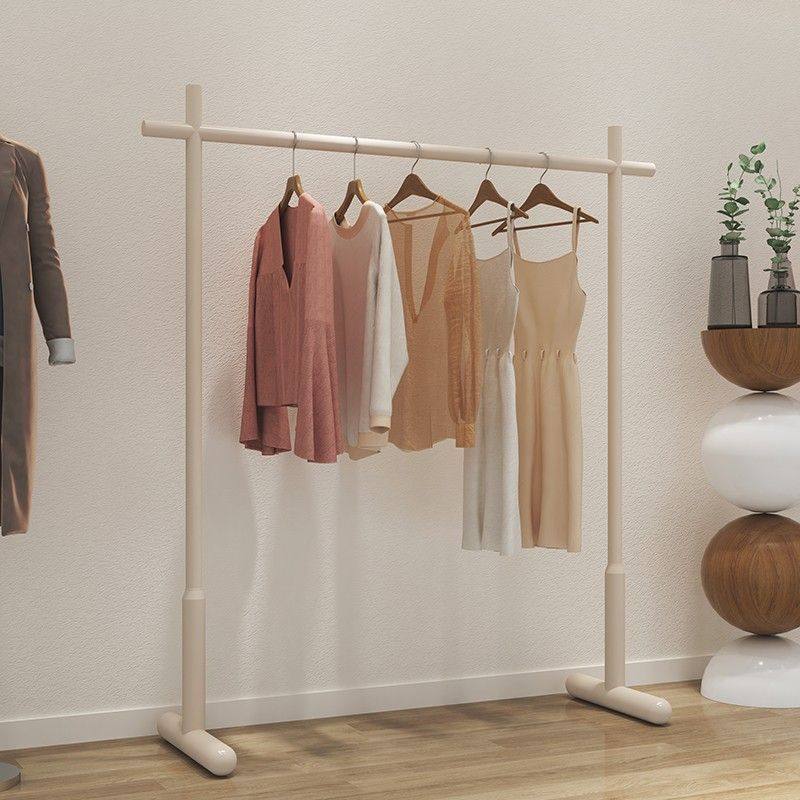 Cream-Style Small Space Clothes Hanging Rod Household Simple Coat Rack Bedroom Thickened Clothes Drying Rack Floor-Standing Clothes Rack