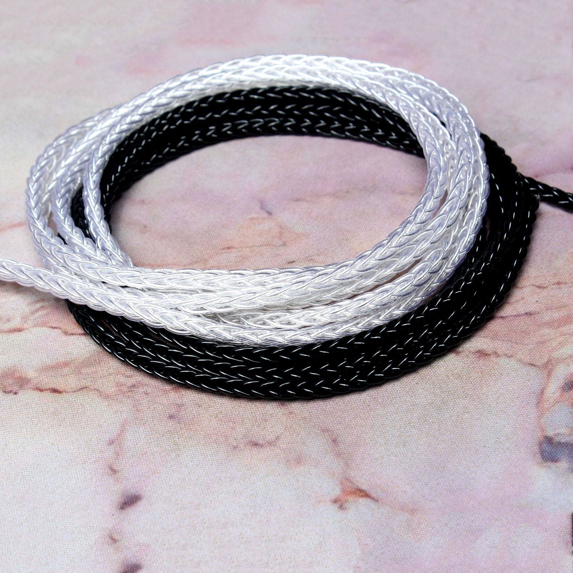 Headphone DIY Upgrade Audio Extension Cable Hifi Accessories Eight-Strand Silver-Plated Wire Black Audiophile Grade