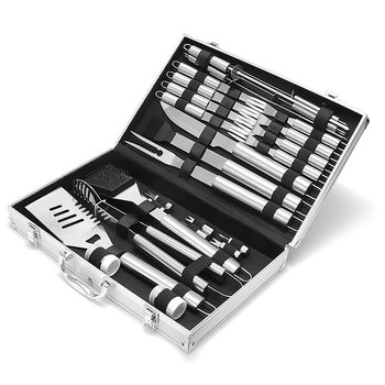 Amazon Direct Supply Bbq Tool Box Set Stainless Steel Bbq Fork Large Family Portable Outdoor Bbq Accessories
