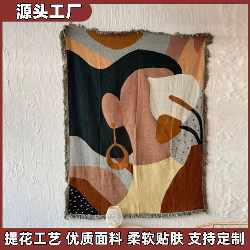 Cross-Border American Oil Painting Decorative Tapestry Outdoor Camping Blanket Custom Tapestry Leisure Blanket Sofa Blanket Blanket Cover Blanket