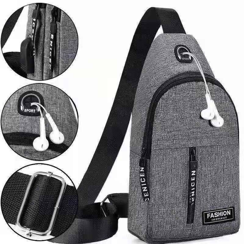 In Stock Men's Chest Bag Waist Bag Crossbody Bag Can Put Earphones Multi-functional Travel Shoulder Bag Casual Business Bag