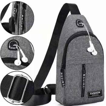 In Stock Men's Chest Bag Waist Bag Crossbody Bag Can Put Earphones Multi-functional Travel Shoulder Bag Casual Business Bag