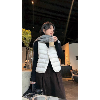 Casual Elegant 90 White Goose down ~ Light V Neck Vest Vest down Liner down Jacket Layered Jacket for Women Winter