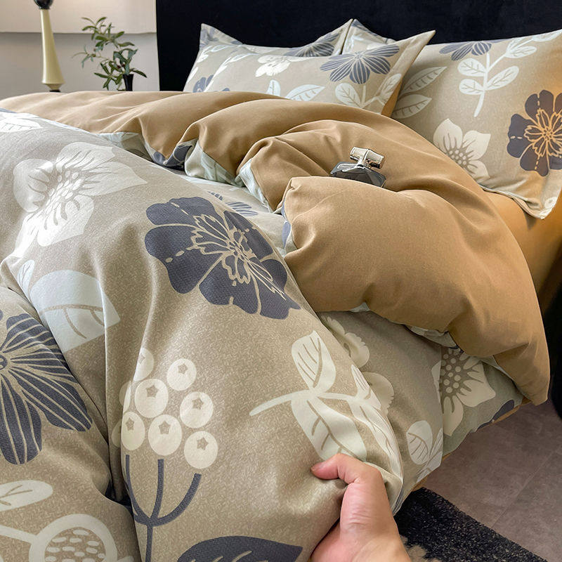 Pure Cotton Thickened Brushed Four-Piece Set Pure Cotton Single Quilt Cover Bed Sheetss Student Dormitory Three-Piece Bedding Set