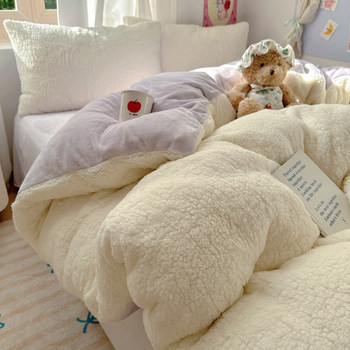 Thickened Lamb's Milk Velvet Four-Piece Set 2025 New Autumn and Winter Fleece-Lined Duvet Cover Coral Velvet Bed Sheet Bedding