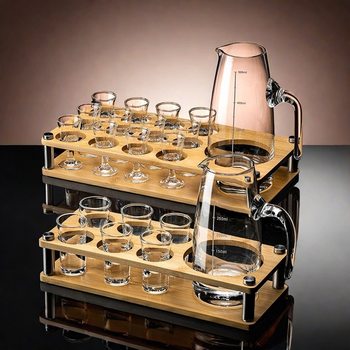 Liquor Dispencer Household Commercial Liquor Glass suit 100ml Scale Wine Pot Jug Wine Cup Rack Storage Rack