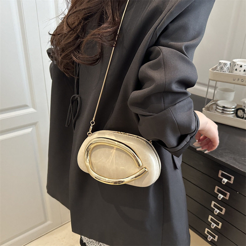 Evening bag best-selling classic round box hand-held mini bag retro metal handle chain shoulder crossbody bag