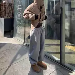 New Heavyweight Fake Two-Piece Plaid Button Stitching Embroidered Trousers and Sweatpants Loose Casual Sports Trend