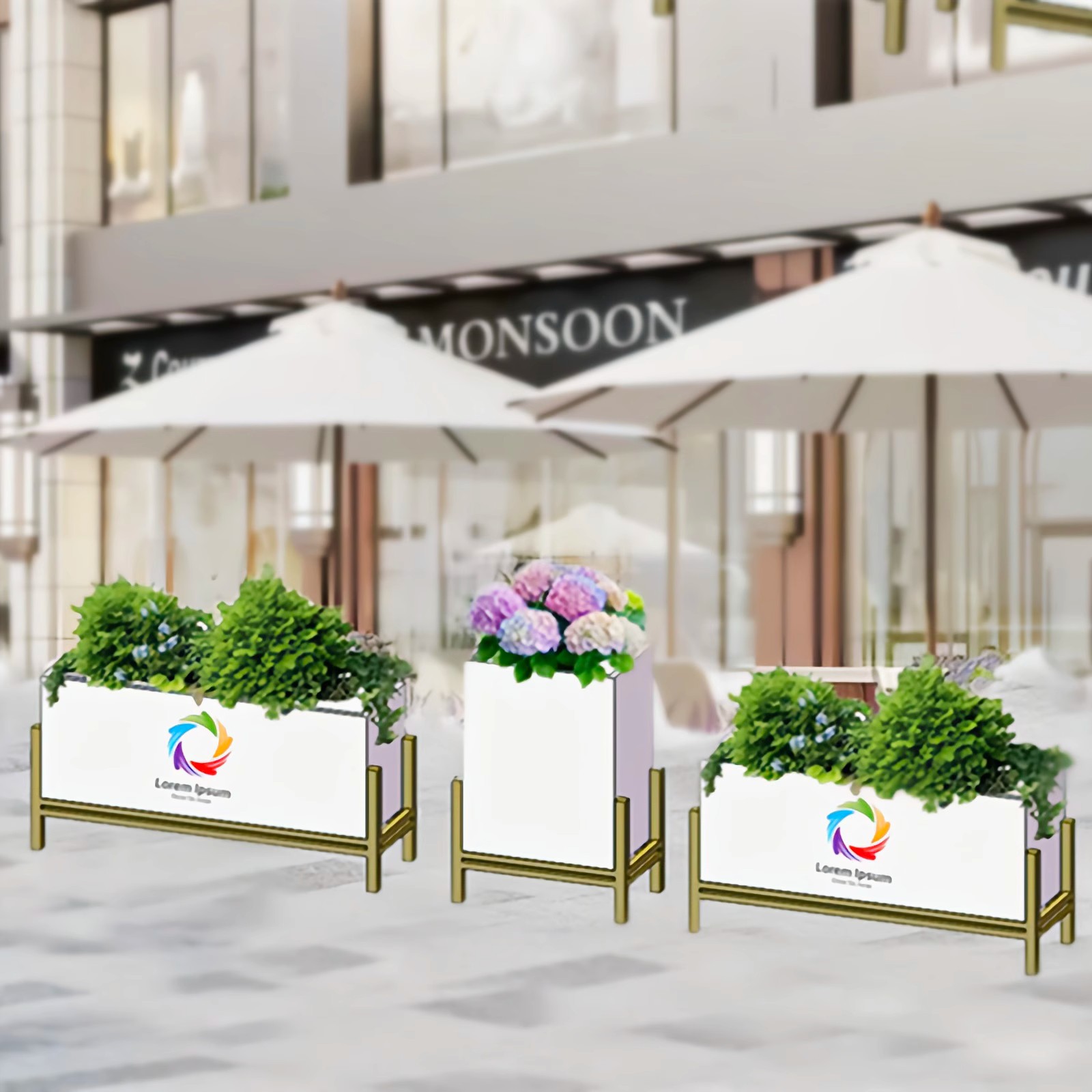 Outdoor Wrought Iron Flower Box Combination Commercial Street Partition Flower Trough Courtyard Movable Flower Bed Terrace Outdoor Flower Pond