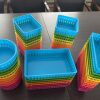 Multi-specification colorful stationery blue round student office stationery storage basket square strip jewelry storage basket