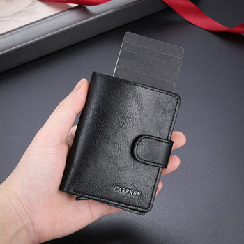 New Cross-border Men's Wallet Multi-function Card Holder Three-fold Magnetic Automatic Card Holder Multi-card Holder Youth Wallet