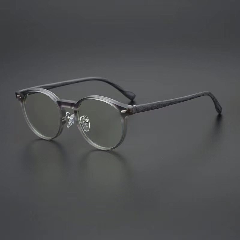 New Retro Glasses Frame Wood Grain Flat Mirror with Myopia Anti-Blue Light K-Style Japanese Style Fashion Round Frame Trendy Tortoise Shell for Men and Women