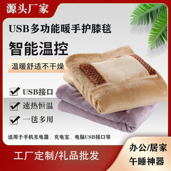 Cross-Border 5V Heating Blanket USB Multifunctional Hand Warmer Knee Pad Blanket Office Lunch Break Flannel Heating Blanket Travel