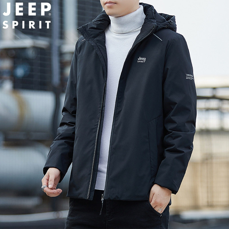 JEEP SPIRIT down jacket men's short all-match down jacket winter fashion hooded jacket trendy HL7174