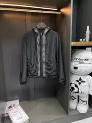 Double-sided Jacket Men's Spring and Autumn Jacket Loose plus size Business Casual All-match Windproof Sports Hooded Jacket Trendy