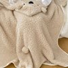 Cartoon Bear Cute Autumn and Winter Thickeneded Warm Blanket Shawl with Hood Student Lunch Break Nap Blanket Cloak Style