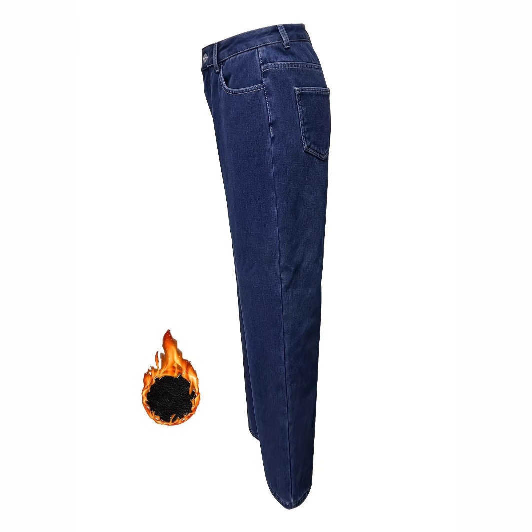 Womens High Waisted Straight Leg Jeans Fleece Lined Slim Fit Trendy Design Casual Wear Ready to Ship