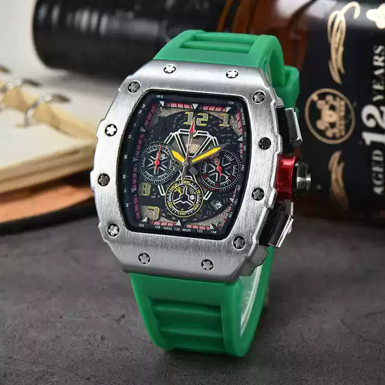 Barrel-Shaped Foreign Trade Men's Quartz Watch, Multi-Functional Six-Hand Fashion Hollow Business Watch Wholesale