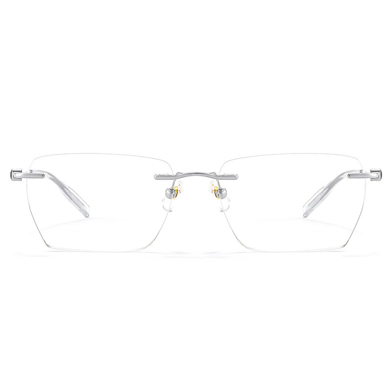 Ultra-Light Frameless Pure Titanium Frame Men's Frame High-End Eye Frame 71317 Square Frame Rimless Frame Myopia Glasses