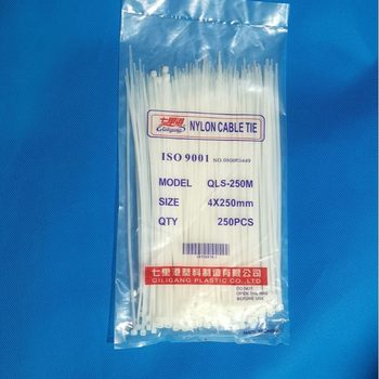 Manufacturer's Spot Direct Sales Genuine New Material 4*250mm Self-locking Black and White Nylon Cable Ties