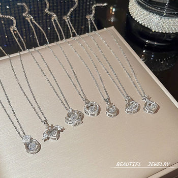 Internet Celebrity Light Luxury Color-free Titanium Steel Necklace Women's All-match High-end Niche Fashion Pendant Elegant Collarbone Chain Jewelry