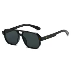New Fashion Double Bridge Rice Nail Sunglasses Men's Wholesale Retro Casual Driving Business Sunglasses