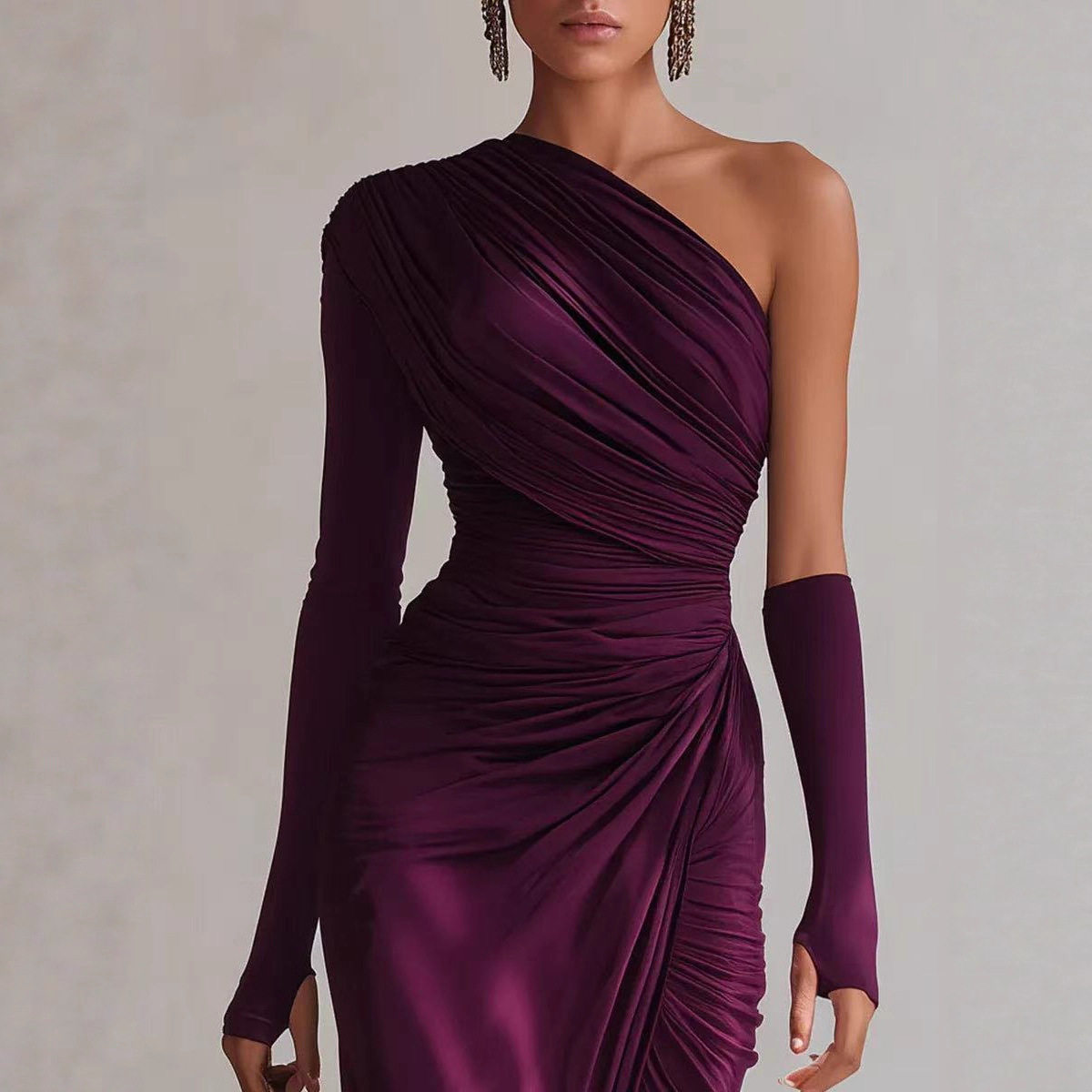 25 ฤดูใบไม้ผลิและฤดูใบไม้ร่วงใหม่สีทึบพื้นผิวแขนยาวชุดฝรั่งเ...