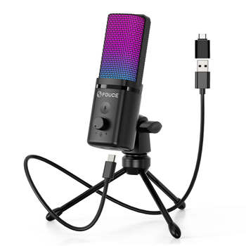 Fduce USB Cross-Border Spot Wholesale USB Desktop Microphone Rgb Game Live Conference Recording Monitoring Capacitor