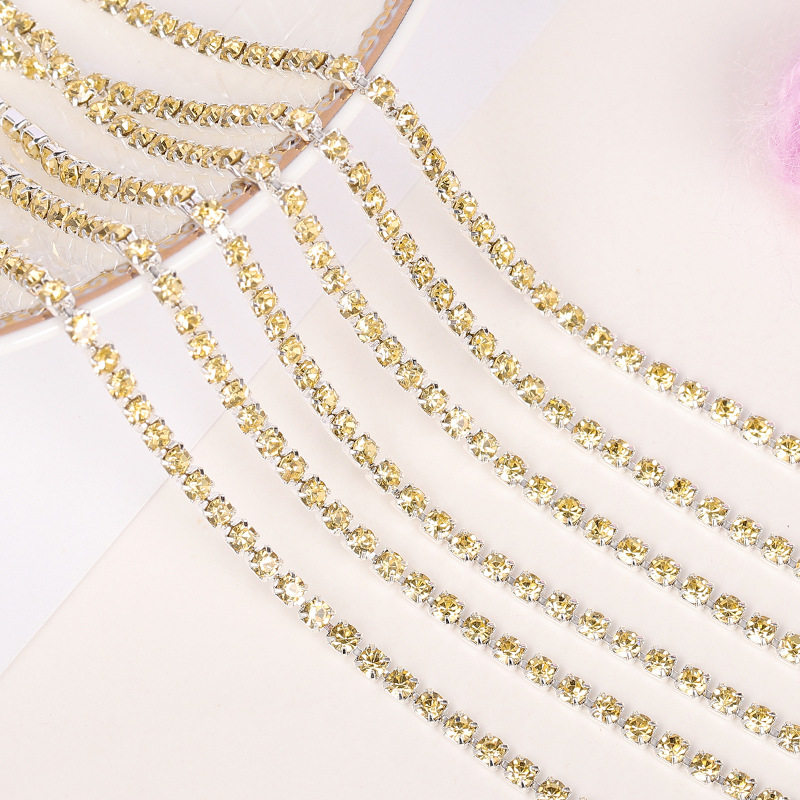 彩色钻链1.5/2/2.5/2.8/3.0/4mm密集型水钻爪链DIY手机壳贴钻材料