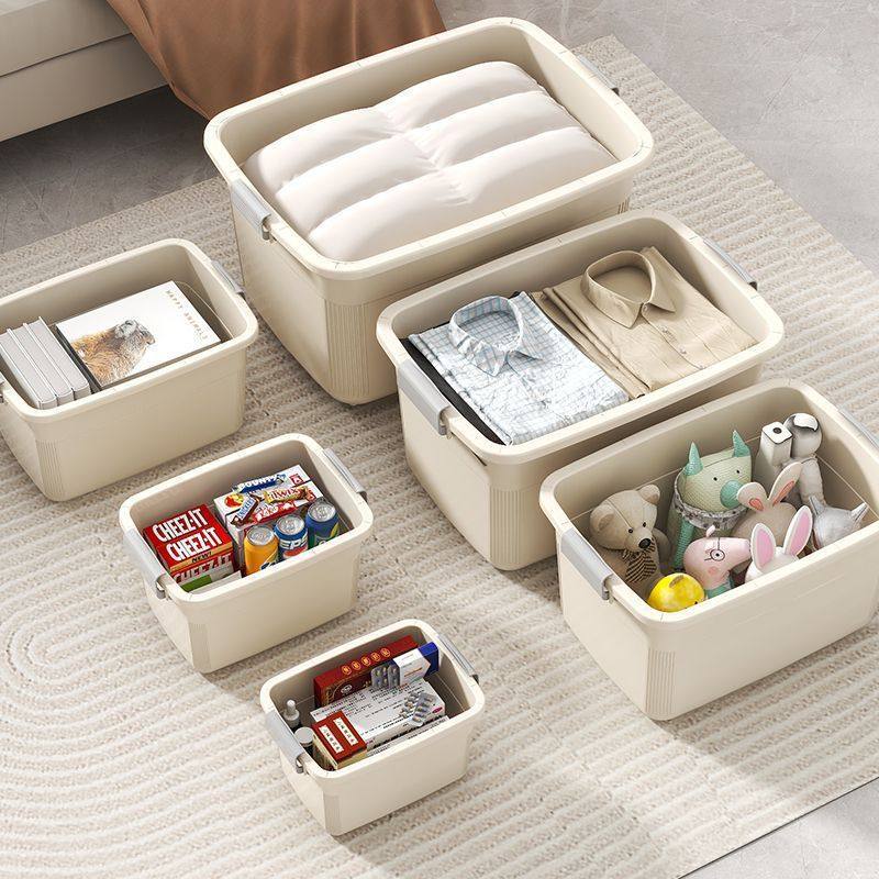 Plastic Storage Box Cream Style Large Capacity Special for Everyone Student Books Clothes Quilts Household Storage Box Wholesale