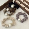 Pearl Plush Curly Hair Tie, Versatile High-Elastic Fabric Hair Band for Women, Bun Maker, Elegant Hair Tie, Fluffy