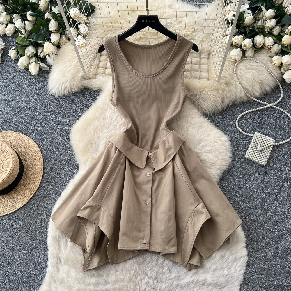 Sleeveless A Line Irregular Dress Summer Slim Fit Versatile Casual Style Wholesale Available