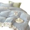 High-End Class a Milk Velvet Embroidered Bed Bed Sheetss Four-Piece Set Thickeneded Coral Flannel Quilt Cover Super Soft Bedding 4