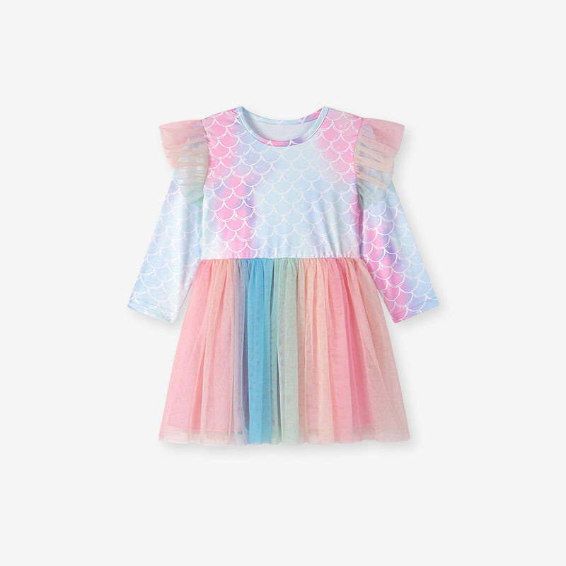 Style Fashion Girls' Dress, Autumn Mesh Kids' Dress, Cute Baby Dress