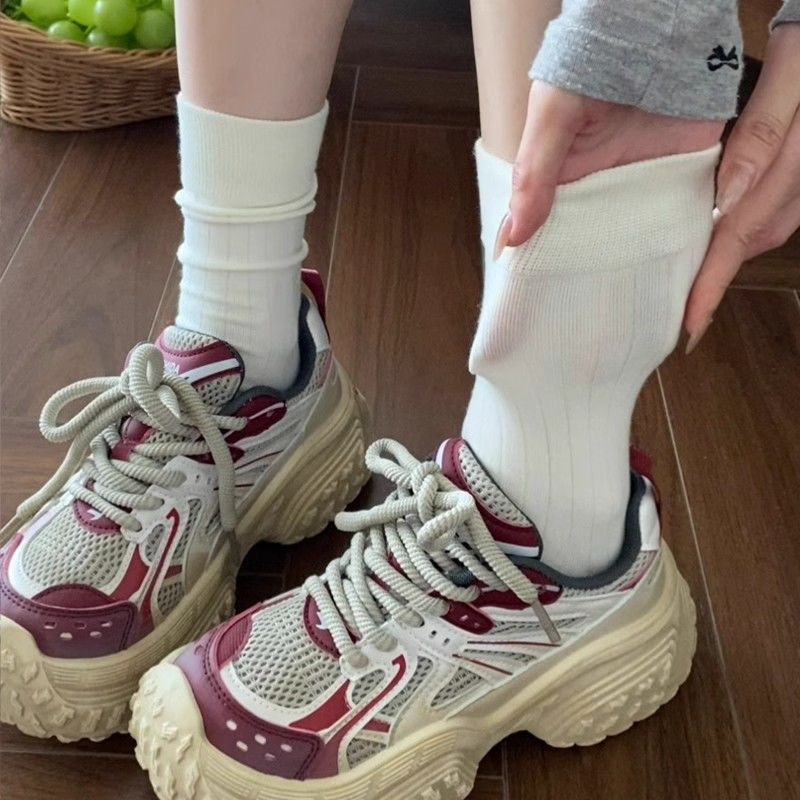诸暨袜业批发7A纯棉袜子女款四季款中筒袜白色学生纯色堆堆长袜子