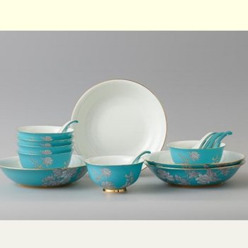 Yongfengyuan Feast Porcelain-Ink Peony Ceramic Tableware Set Home Tableware Gift Box Set Business Gift