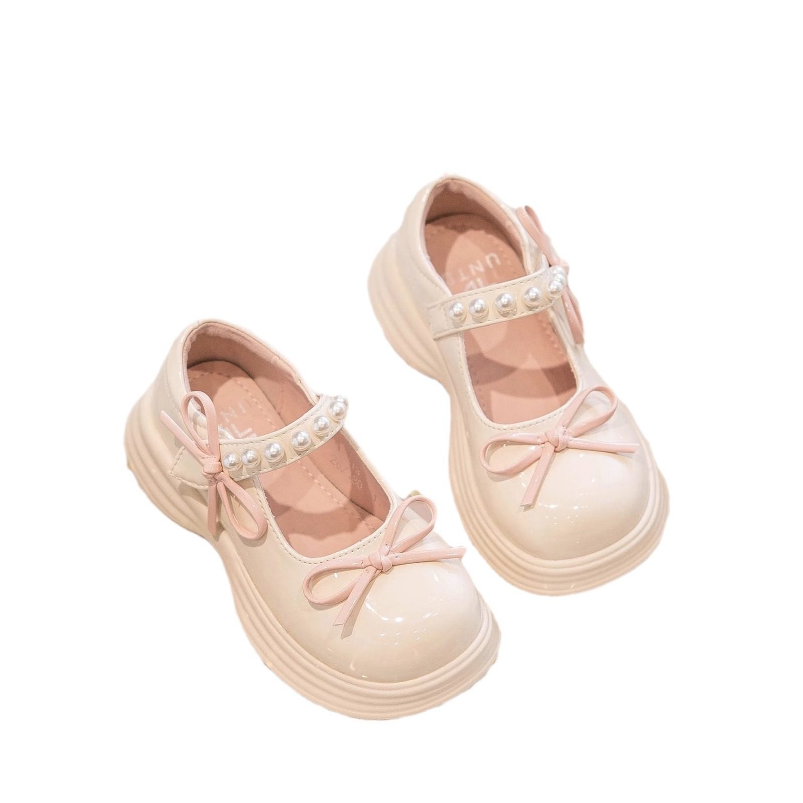 Children's Leather Shoes Shoes 2024 Spring and Autumn New Soft Sole Girls Small Leather Shoes Casual Pearl Baby Girl Spring and Autumn Shoes